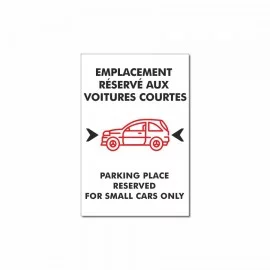 Panneau parking emplacement réservé aux voitures courtes