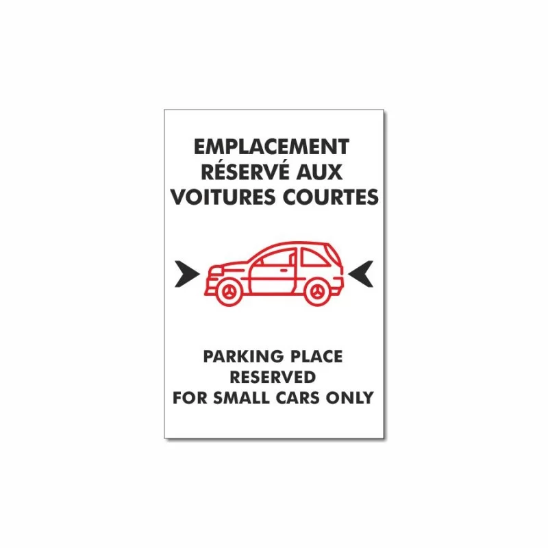 Panneau parking emplacement réservé aux voitures courtes